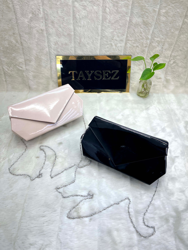 کیف شب پاکتی مجلسی ورنی ساده با زنجیر دوشی