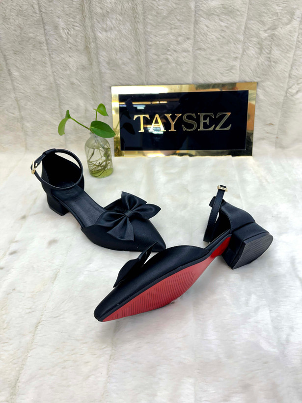 کفش مجلسی زنانه پاشنه پاپیونی ساتن ترند جدید پاشنه 3 سانتی سایزبندی 37 تا 40