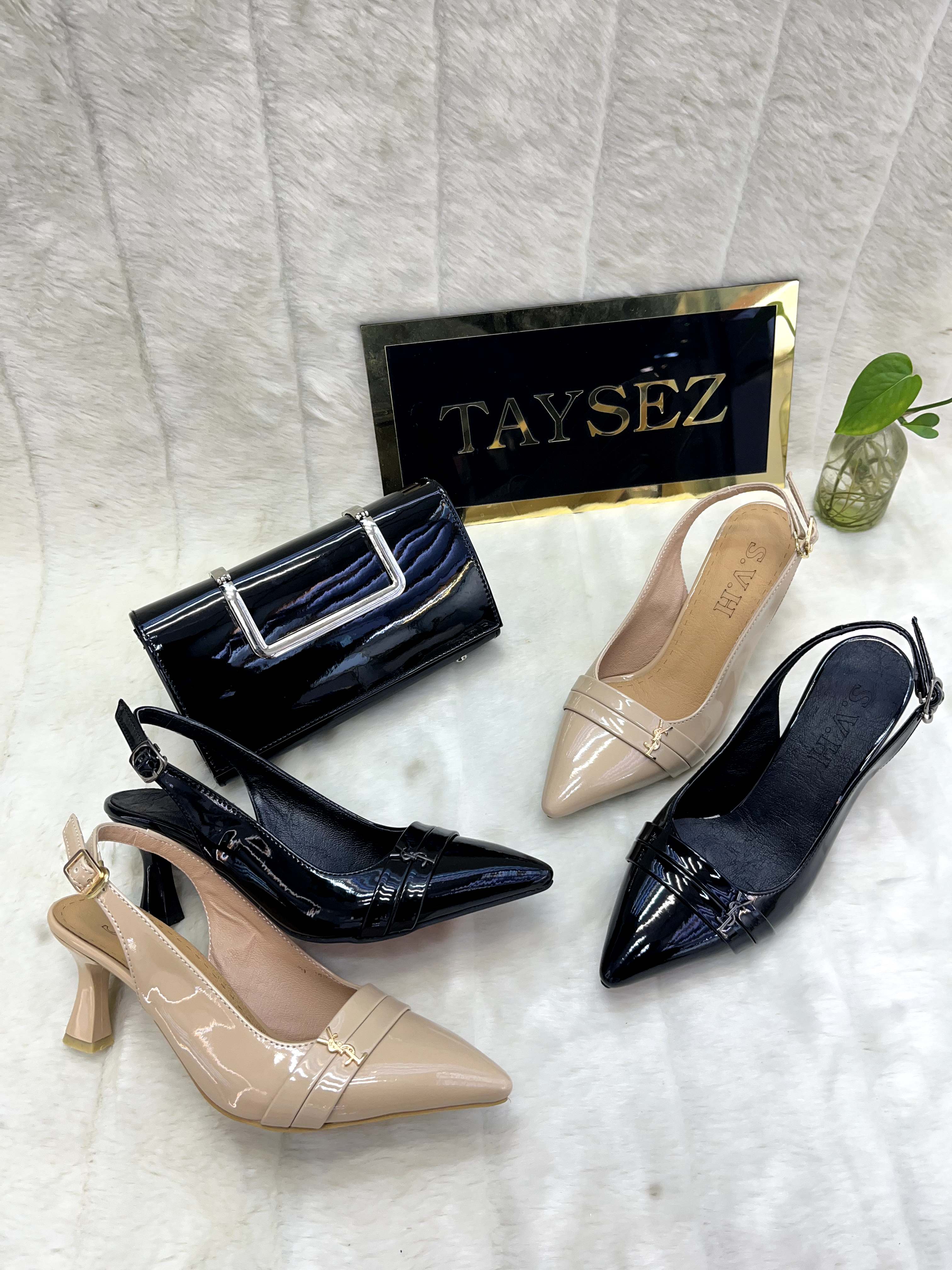 کفش مجلسی زنانه پاشنه ysl ورنی 5 سانتی سایز بندی 37 تا 40