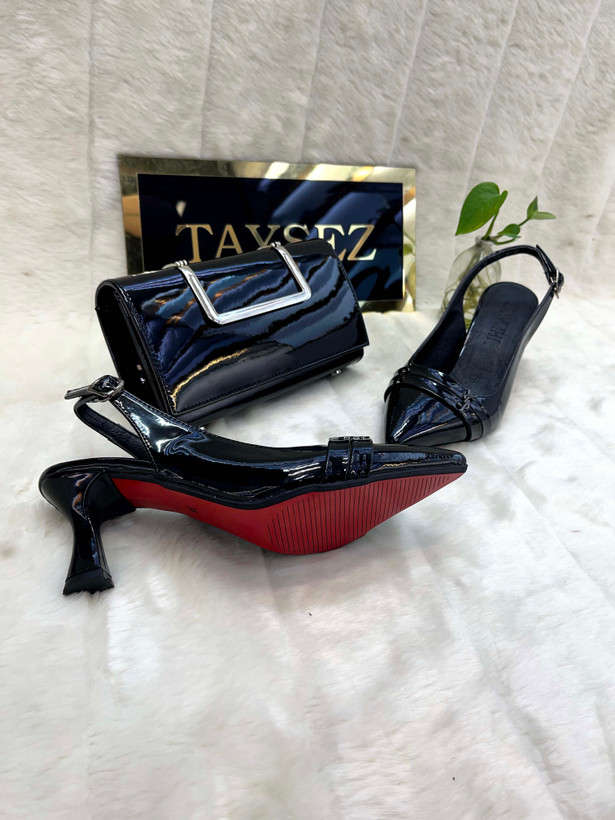 کفش مجلسی زنانه پاشنه ysl ورنی 5 سانتی سایز بندی 37 تا 40