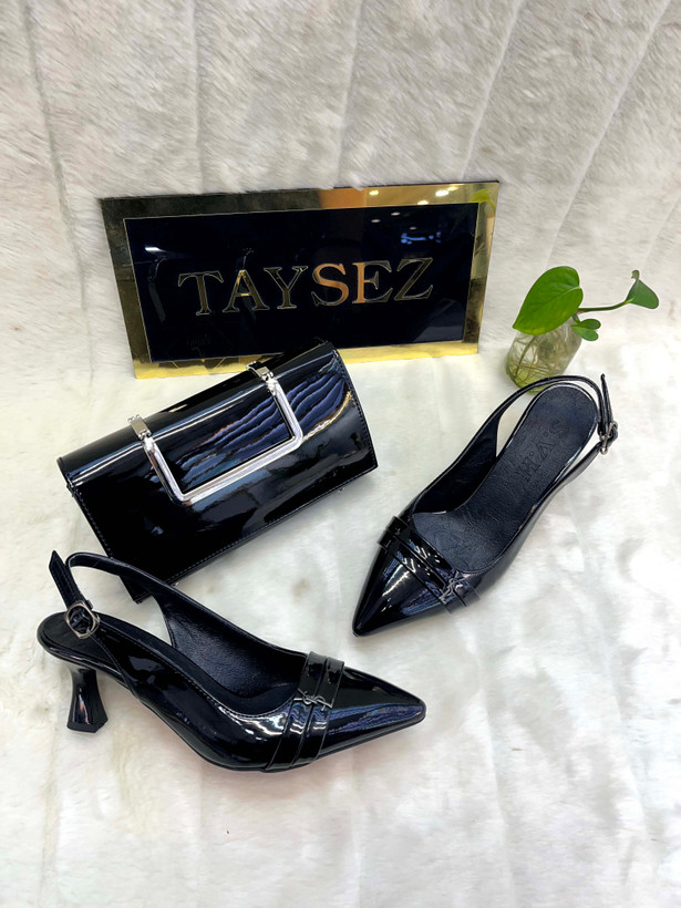 کفش مجلسی زنانه پاشنه ysl ورنی 5 سانتی سایز بندی 37 تا 40