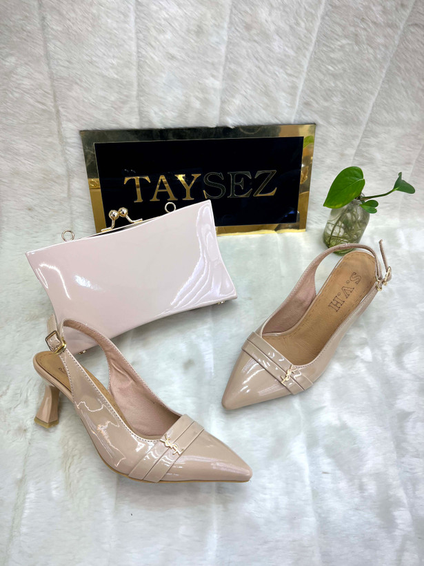 کفش مجلسی زنانه پاشنه ysl ورنی 5 سانتی سایز بندی 37 تا 40